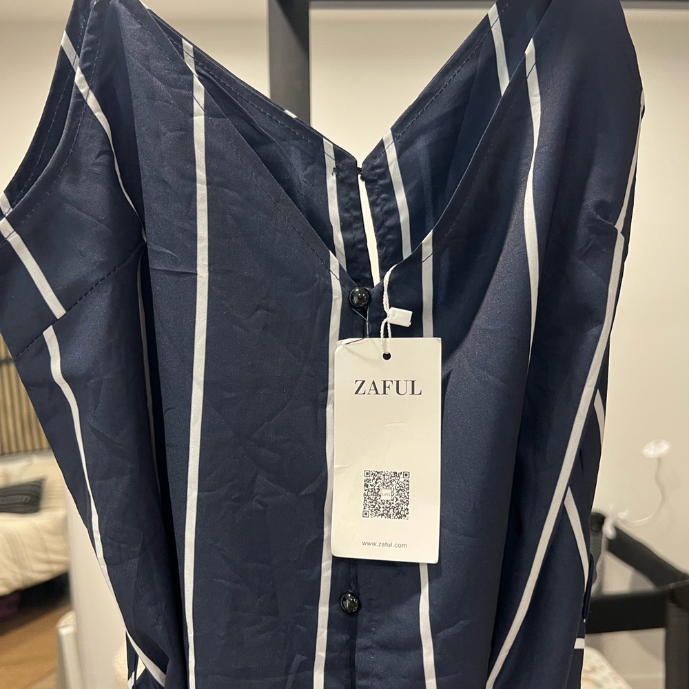 Zaful navy striped romper